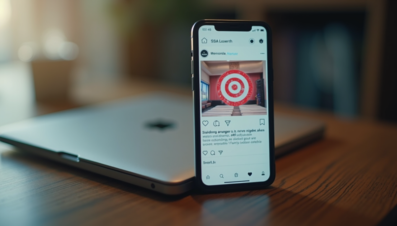 Close-up view of a smartphone displaying a targeted social media ad