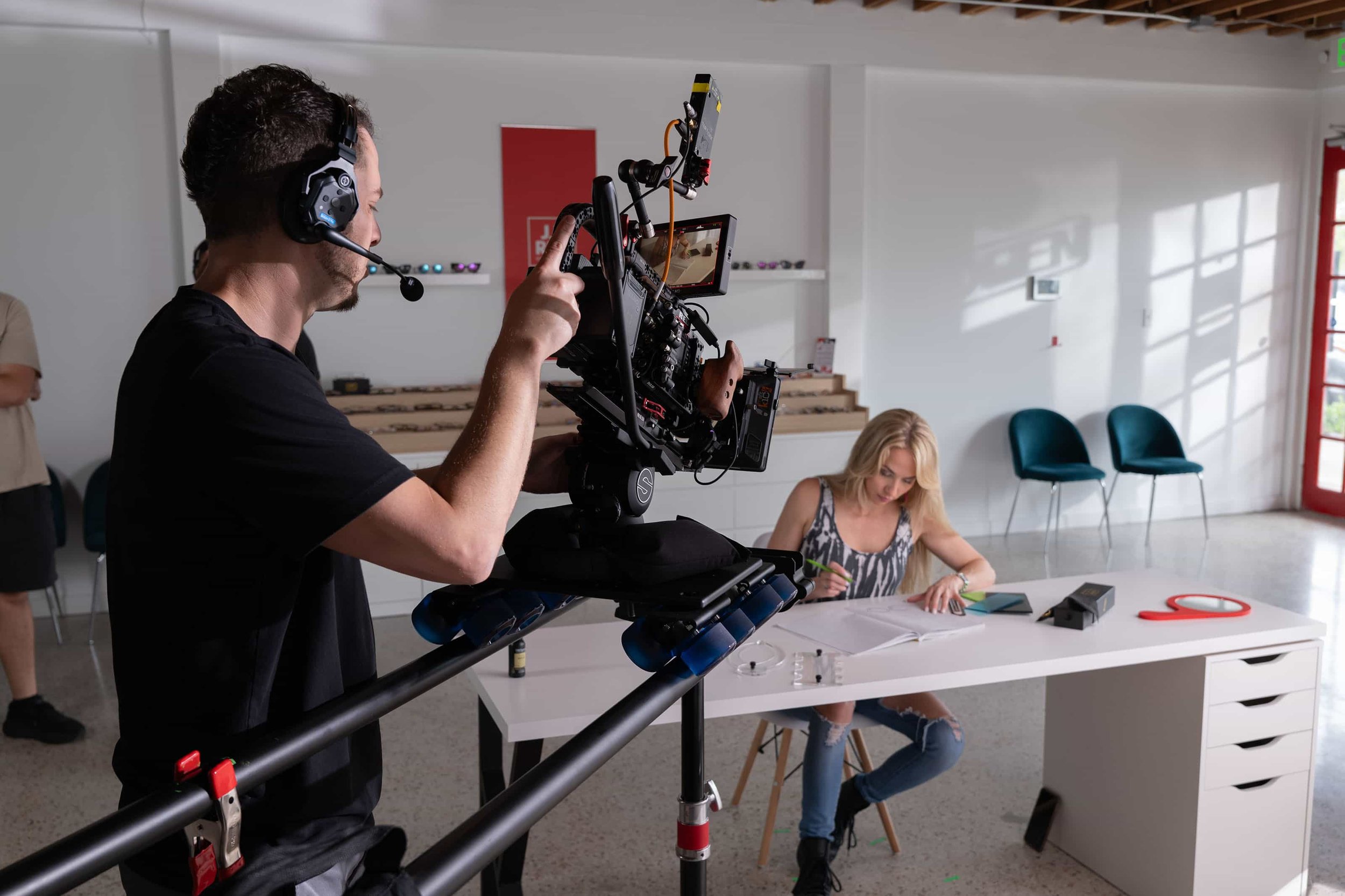 a man recording a video