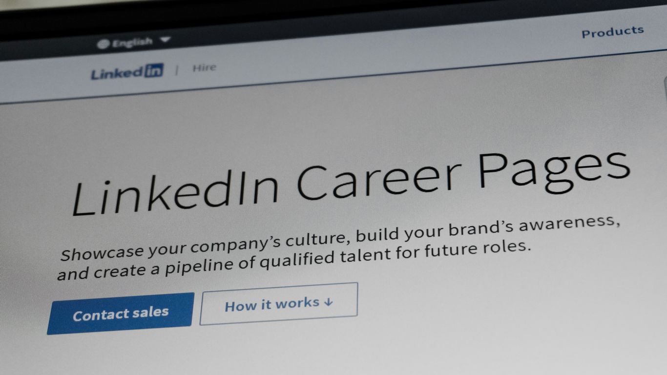 Linkedin career pages website interface on a laptop screen