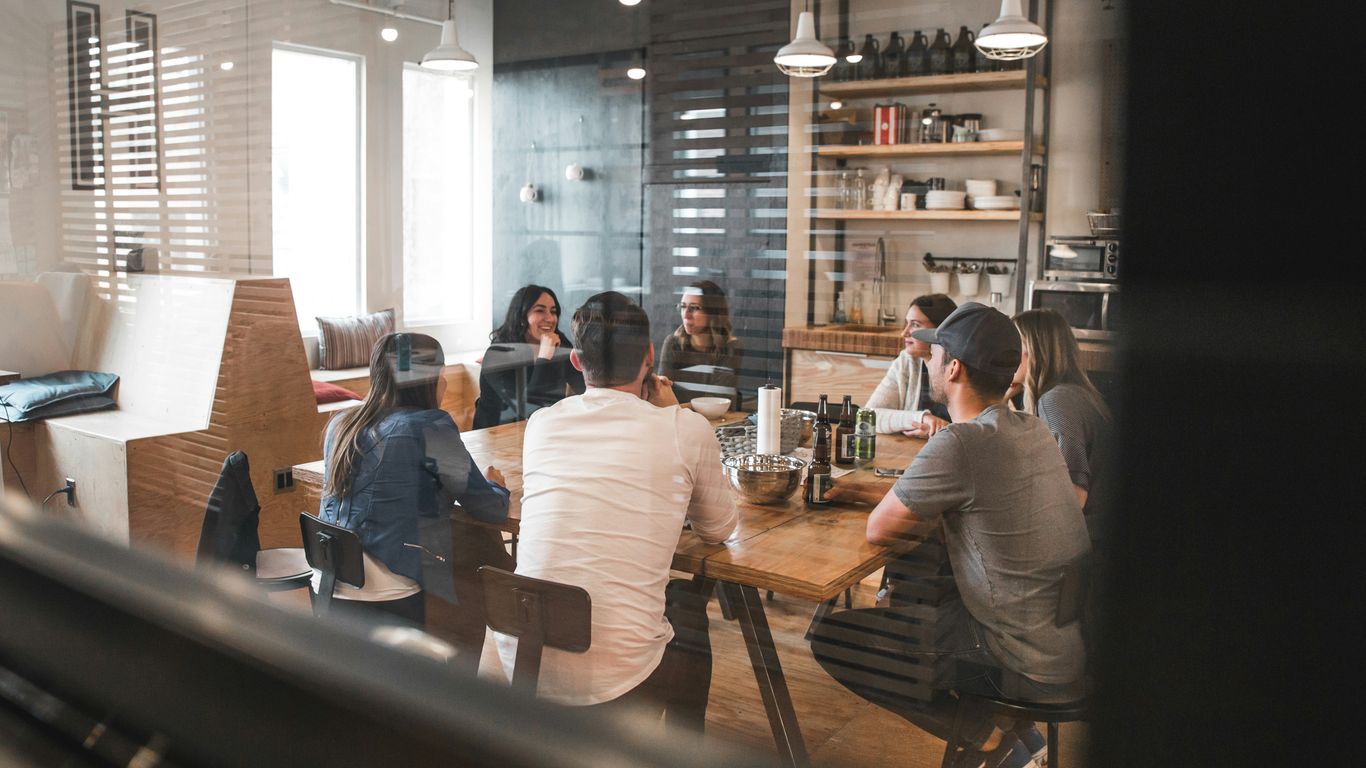 Professional creative team collaborating in a modern office
