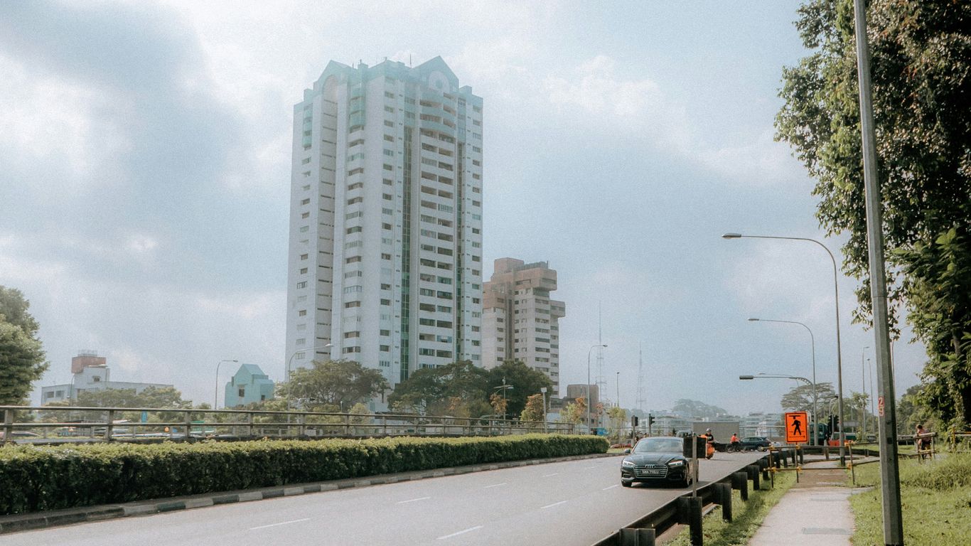 A busy street in the downtown Singapore core
