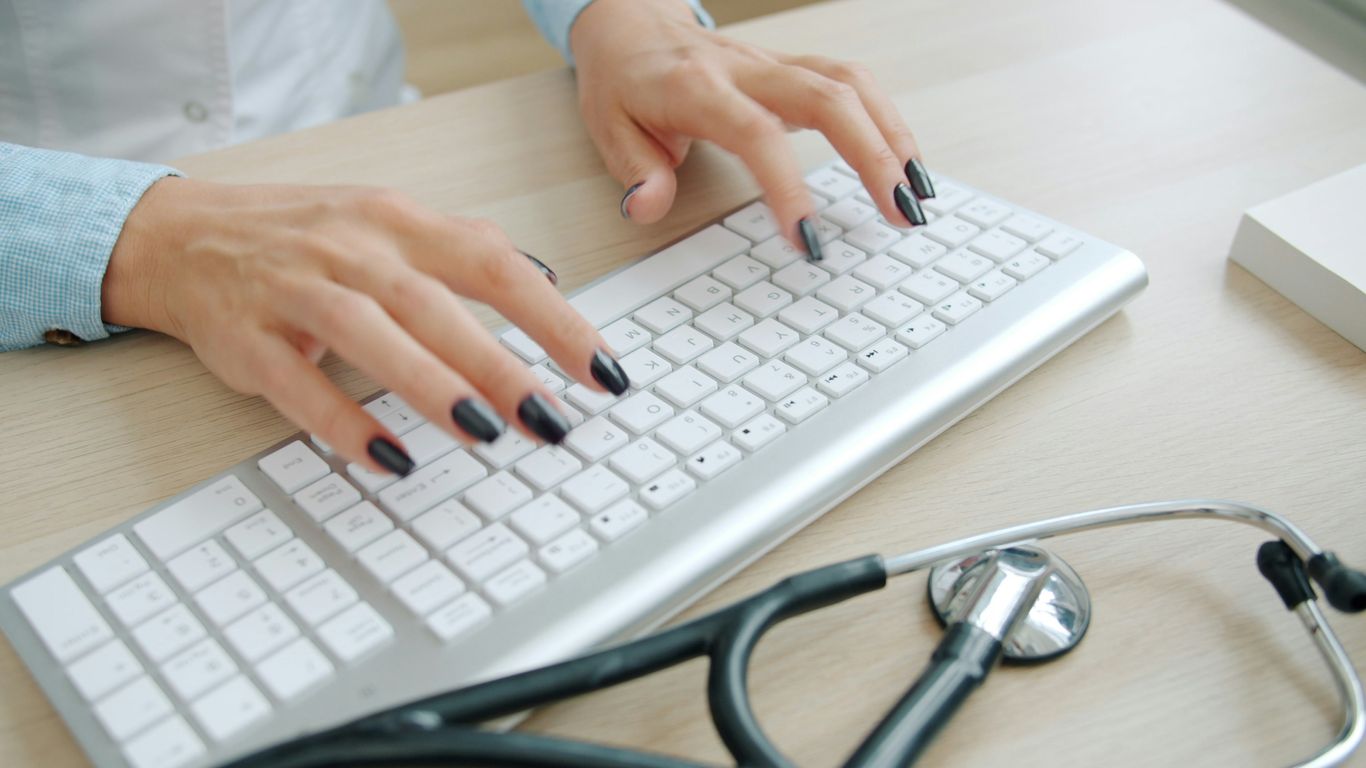 A clean minimalist medical desk setup