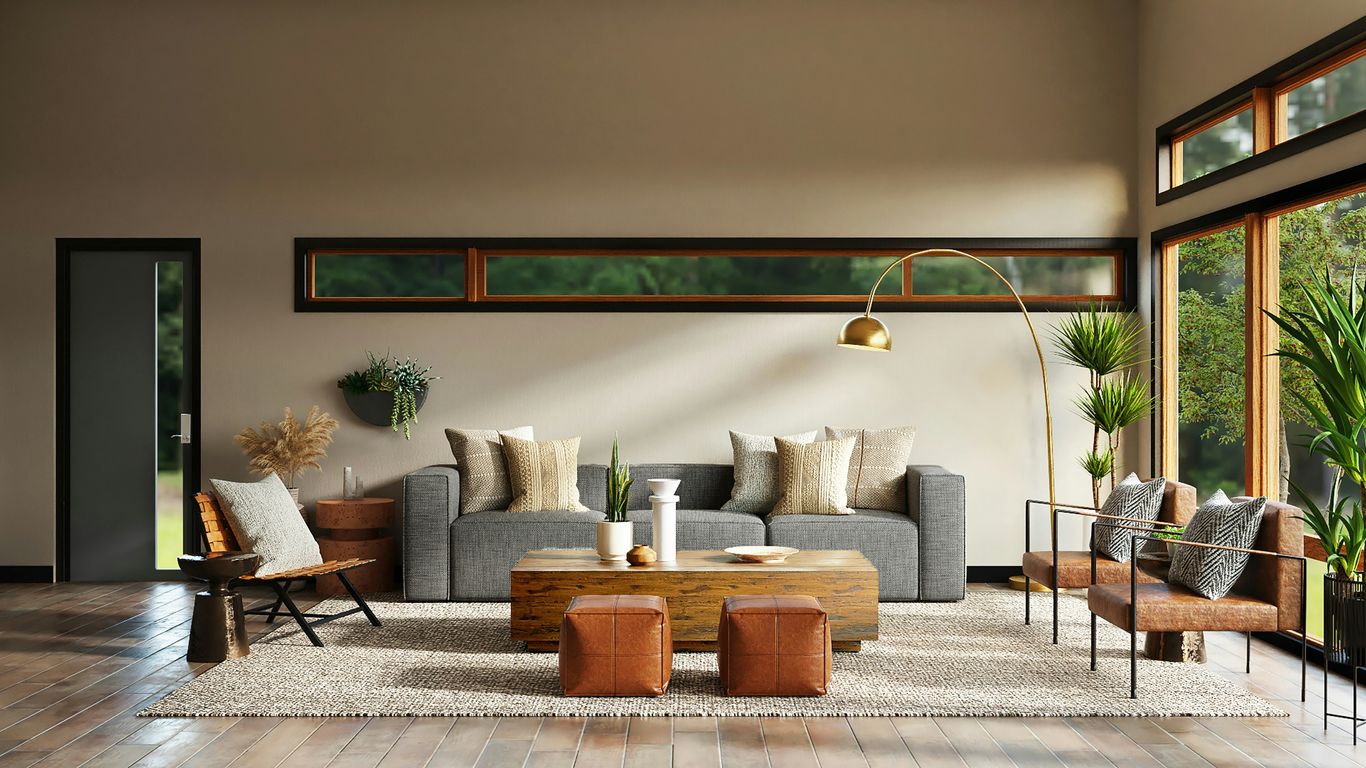 Interior design showroom with modern lighting